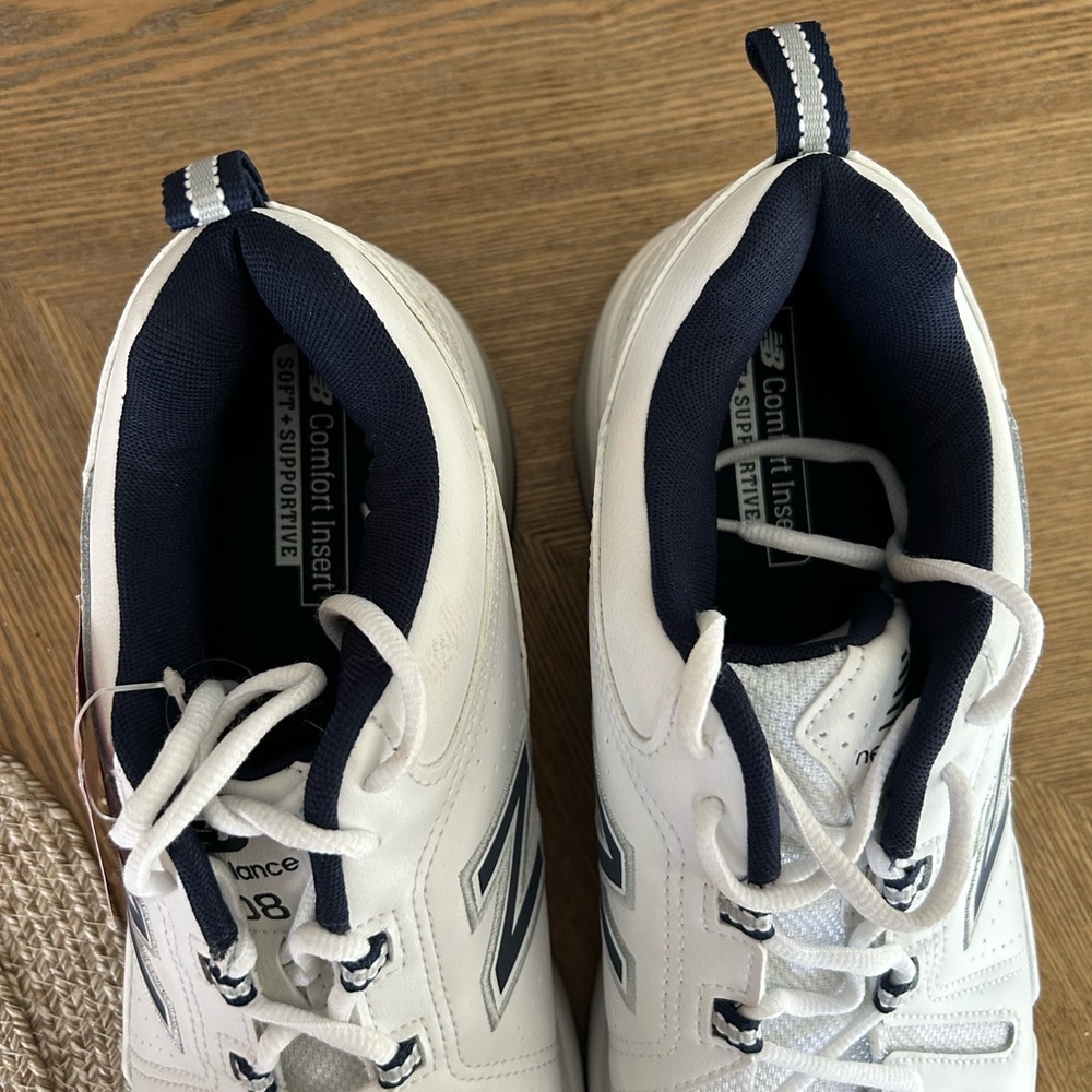 New Balance 608 Men's White and Navy Athletic Shoes - Picture 4 of 6